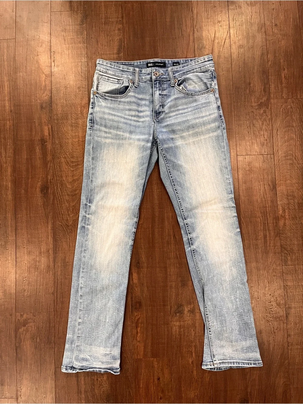 BKE Jake Straight Leg Jeans Mens 32x32 Blue Light Wash Regular Stretch Denim